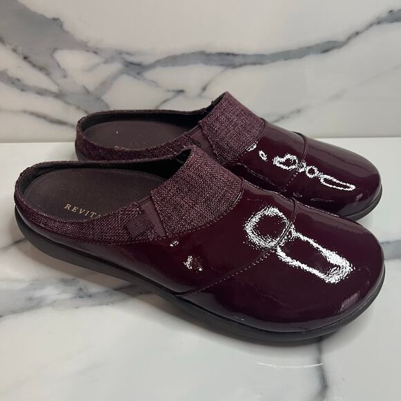Revitalign Siesta Nuevo Women's Burgundy Patent Leather Mandy Mule Sz 10 Comfort - Picture 1 of 7